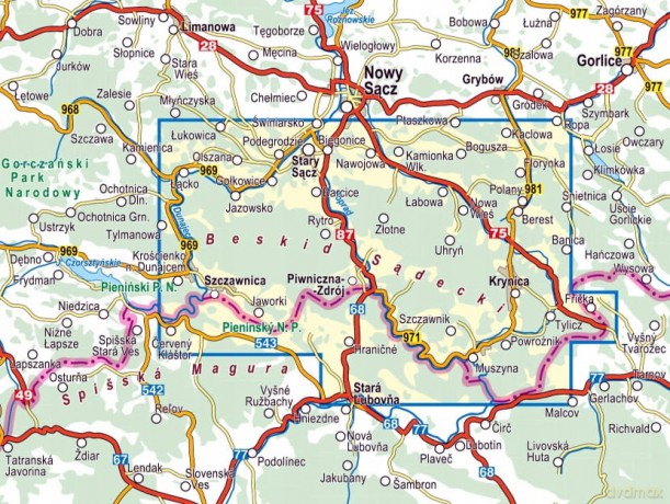 Beskid Sądecki. Mapa turystyczna w skali 1:50 000 (wersja wodoodporna)