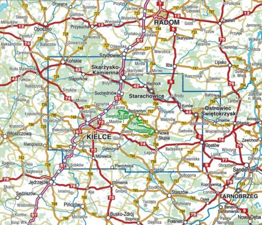 Góry Świętokrzyskie. Mapa turystyczna w skali 1:60 000
