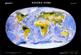 Świat Mapa Ścienna Rzeźba Ziemi (Płótno) [MAPA]