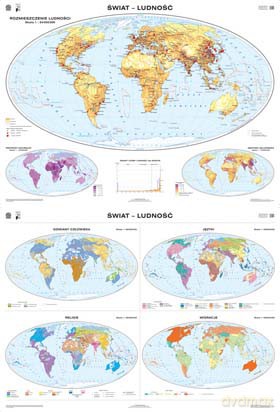 Świat Mapa Ścienna Ludność/W [MAPA]