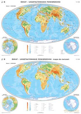Świat Mapa Ścienna Ogólnogeograficzna(Ukształtowanie Powierzchni)/Mapa Do Ćwiczeń(Wersja 2005) [MAPA]