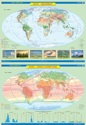 Świat Mapa Ścienna Krajobrazy/Strefy Klimatyczne (1:24 000 000) [MAPA]