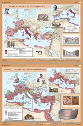 Historia Mapa Ścienna Ekspansja Republiki Rzymskiej/Rozwój I Upadek Cesarstwa Rzymskiego [MAPA]