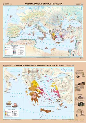 Historia Mapa Ścienna Kolonizacja Fenicka I Grecka/Grecja W Okresie Kolonizacji/W [MAPA]