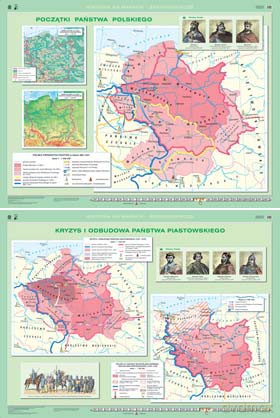 Historia Mapa Ścienna Początki Państwa Polskiego/Kryzys I Odbudowa Państwa Piastowskiego/W [MAPA]
