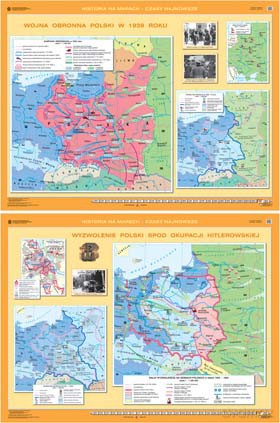 Historia Mapa Ścienna Wojna Obronna Polski W 1939 Roku/ Wyzwolenie Polski Spod Okupacji Hitlerowskiej/W [MAPA]