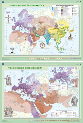 Historia Mapa Ścienna Wielkie Religie Średniowiecza [MAPA]