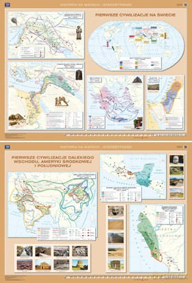 Historia Mapa Ścienna Pierwsze Cywilizacje/Pierwsze Cywilizacje Dalekiego Wschodu, Ameryki Środkowej I Południowej [MAPA]