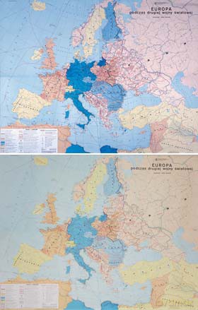 Historia Mapa Ścienna Europa Podczas Drugiej Wojny Światowej (Płótno) [MAPA]