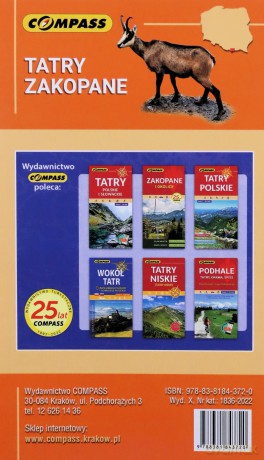 Tatry, Zakopane. Mapa kieszonkowa w skali 1: 55 000 (wersja wodoodporna)