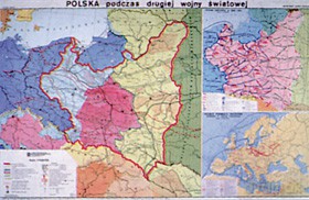 Historia Mapa Ścienna Polska Podczas Drugiej Wojny Światowej (Płótno) [MAPA]