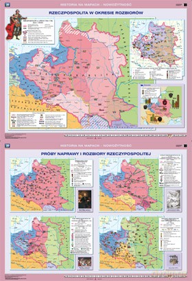 Historia Mapa Ścienna Rzeczpospolita W Okresie Rozbiorów/Próby Naprawy I Rozbiory Rzeczpospolitej [MAPA]
