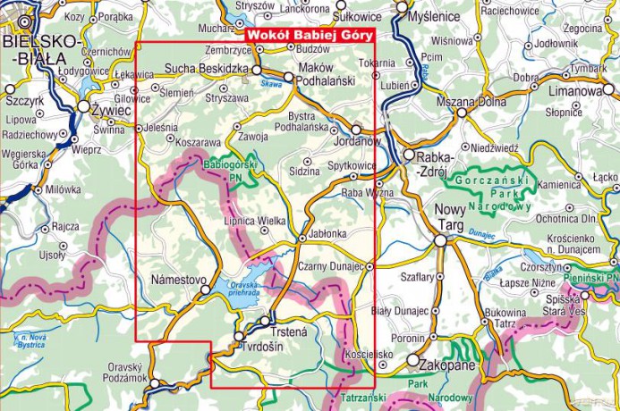 Wokół Babiej Góry. Mapa turystyczna w skali 1:60 000 (wersja wodoodporna)