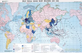 Historia Mapa Ścienna Świat Podczas Drugiej Wojny Światowej (Płótno)/W [MAPA]