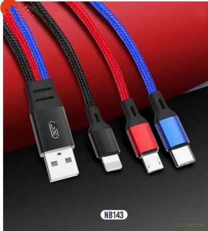 XO kabel NB143 3w1 USB - Lightning + USB-C + microUSB 1,2 m 2,4A wielokolorowy