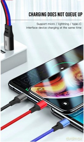 XO kabel NB143 3w1 USB - Lightning + USB-C + microUSB 1,2 m 2,4A wielokolorowy