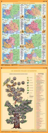 Historia Mapa Ścienna Xii Wieków Polski W Europie/ Drzewo Genealogiczne Władców Polski(Wersja 2004)/W [MAPA]
