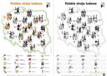 Historia Plansza Dydaktyczna Polskie Stroje Ludowe [PLANSZA]