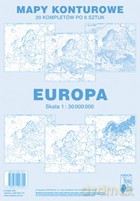 Europa Mapa Konturowa Zestaw Sześciu Map [MAPA]