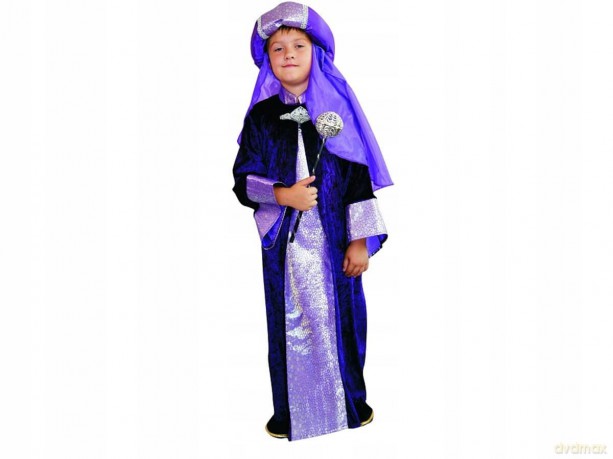 Strój Król fioletowy (szata, turban-czapka) rozm. 130/140