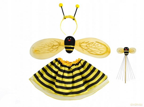 Strój Pszczółka (sukienka,naszyjnik z tiulu),roz.M/122 cm