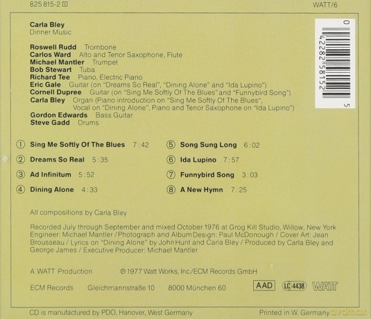 Bley Carls: Dinner Music [CD]