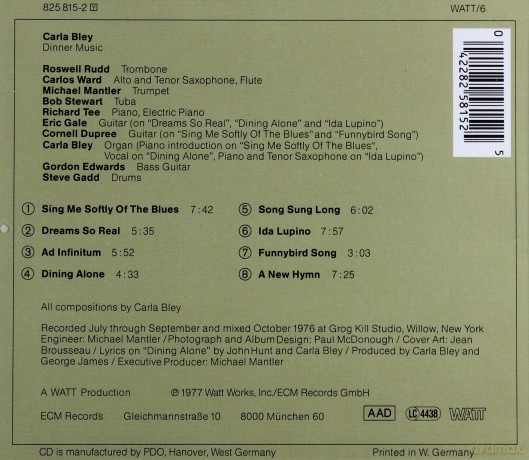 Bley Carls: Dinner Music [CD]