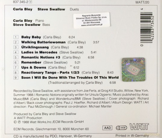 Bley/Swallow: Duets [CD]