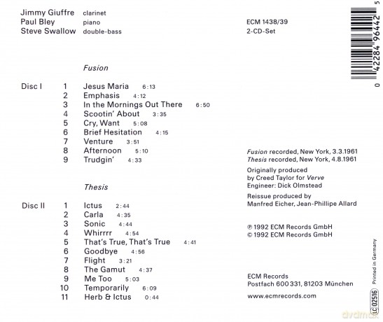 Bley/Swallow: Jimmy Giuffre 3 1961 [2CD]