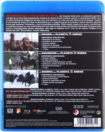 Planet of The Apes Trilogy (Planeta Małp Trylogia) [3xBlu-Ray]