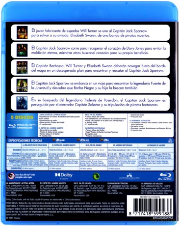 Pirates of the Caribbean 1-5 (Piraci z Karaibów) [5xBlu-Ray]