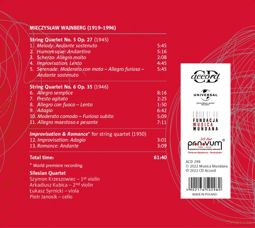 Kwartet Śląski: Wajnberg: Kwartety Smyczkowe vol. 7 [CD]