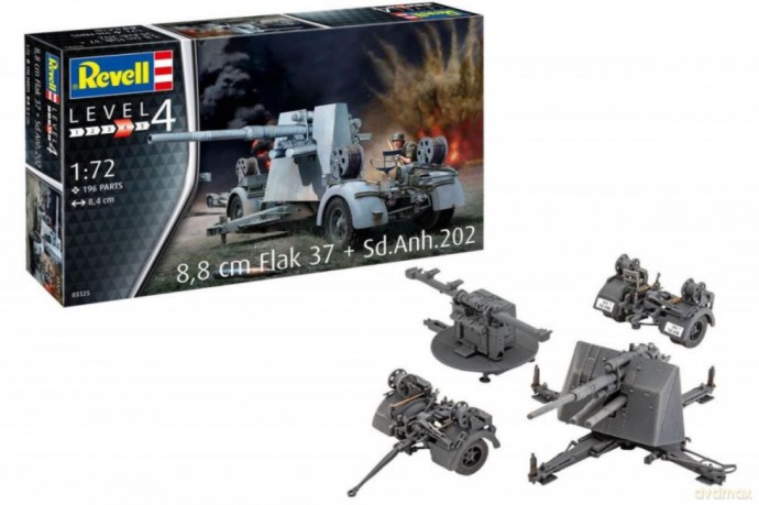Model do sklejania Pojazd 1/72 8,8CM Flak 37+SD.ANH.202