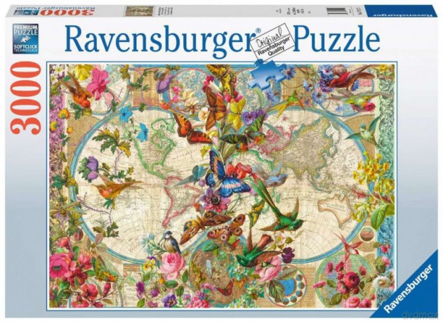 RAVENSBURGER 3000 el. Flora i Fauna. Mapa Świata [PUZZLE]