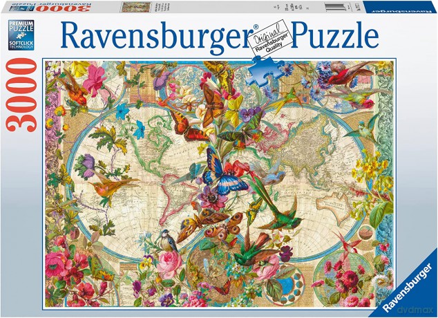 RAVENSBURGER 3000 el. Flora i Fauna. Mapa Świata [PUZZLE]