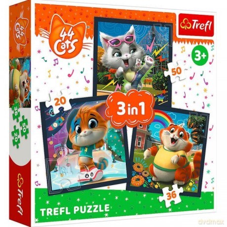 TREFL 3w1 Poznaj urocze kociaki 44 koty [PUZZLE]