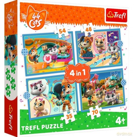 TREFL 4w1 Kocia ferajna 44 koty [PUZZLE]