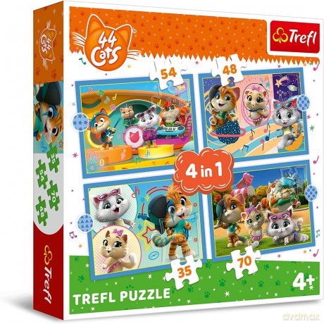 TREFL 4w1 Kocia ferajna 44 koty [PUZZLE]