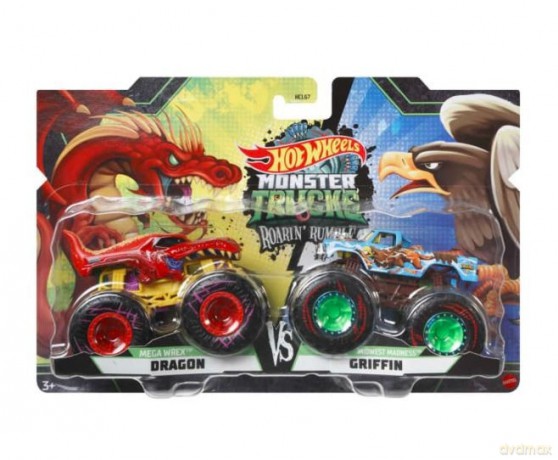 Zestaw pojazdów Monster Trucks 2-pak Mega Wrex Dragon vs Midwest Madness Griffin