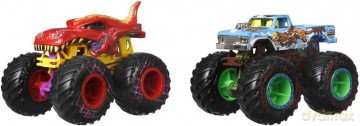 Zestaw pojazdów Monster Trucks 2-pak Shark Wreak Undead Great White kontra Town Hauler Mecha Orka