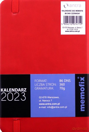Kalendarz 2023 Memo B6 DNS czerwony [KALENDARZ]