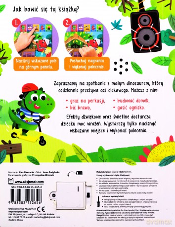 Magiczne przygody Dinka. Klaszcz, graj, stukaj, krzycz, dmuchaj. Książeczka dźwiękowa z efektem świetlnym - Anna Podgórska [KSIĄŻKA]