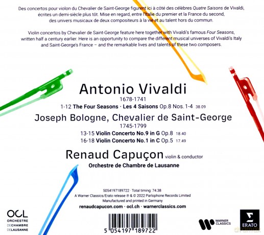 Renaud Capucon Orchestre De Chambre De Lausanne: Vivaldi: The Four Seasons [CD]