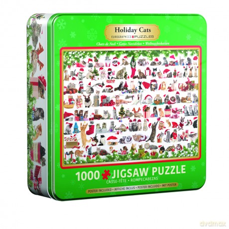 EUROGRAPHICS 1000 el. TIN Holiday Cats 8051-0940 [PUZZLE]