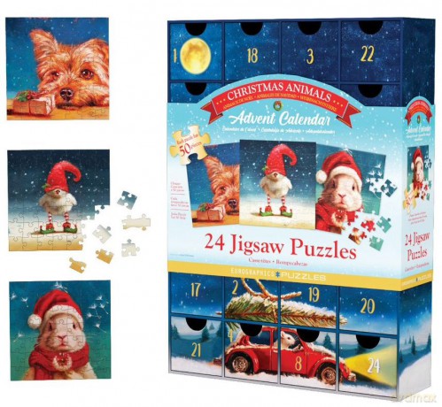EUROGRAPHICS Kalendarz adwentowy puzzle Funny Christmas Animals 8924-5734 [PUZZLE]