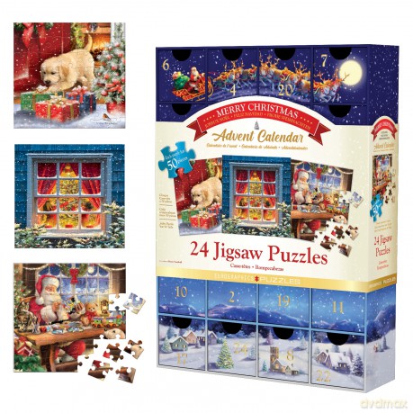 EUROGRAPHICS Kalendarz adwentowy 2022 puzzle Merry Christmas 8924-5735 [PUZZLE]