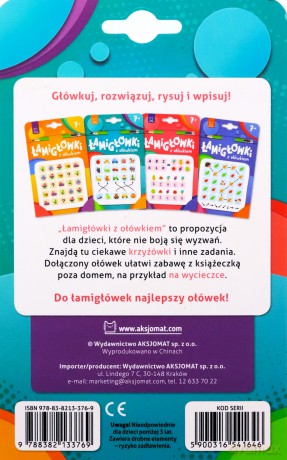 Łamigłówki z ołówkiem 7+. Książeczka turkusowa [KSIĄŻKA]