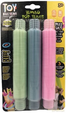 Rurki sensoryczne jumbo świecące w ciemności fidget pop tubes 3 sztuki