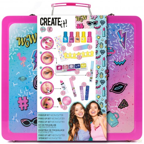 Walizka zestaw pachnący make-up i manicure neonowy Create it!
