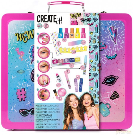 Walizka zestaw pachnący make-up i manicure neonowy Create it!